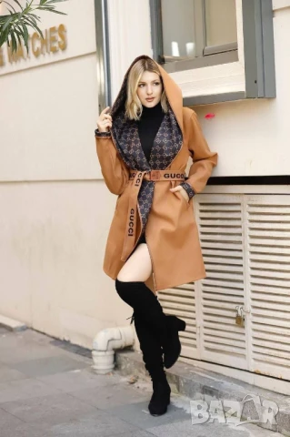 палто с качулка и колан Louis vuitton , снимка 2 - Палта, манта - 51378343