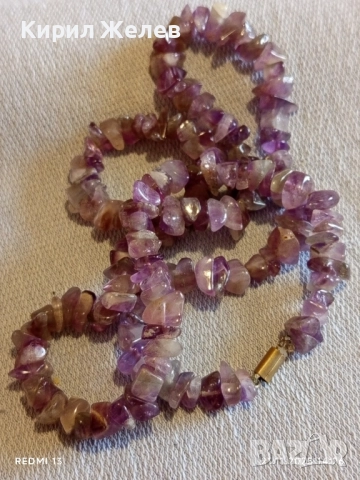 КОЛИЕ от АМЕТИСТ с ЧИПС от ЕСТЕСТВЕНИ КАМЪНИ в ВИОЛЕТОВ ЦВЯТ 52182, снимка 4 - Колиета, медальони, синджири - 52492996