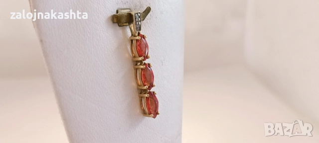 Нова Златна висулка с гранат-1,12гр/14кр, снимка 4 - Колиета, медальони, синджири - 52838304