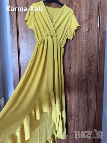 Жълта рокля , снимка 2 - Рокли - 50681385