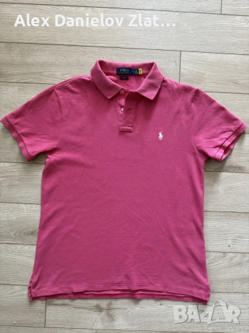 Оригинална мъжка поло тениска Polo Ralph Lauren "Slim Fit", Розова, Размер L
