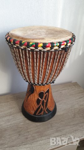Тарамбука/Джембе от масивно дърво и естествена кожа, снимка 6 - Антикварни и старинни предмети - 42826704