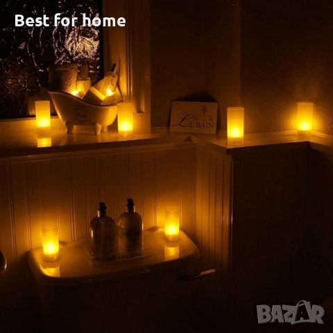 Акумулаторна свещ, комплект от 12 LED безпламъчни чаени свещи със зарядна станция, снимка 4 - Други - 51874682