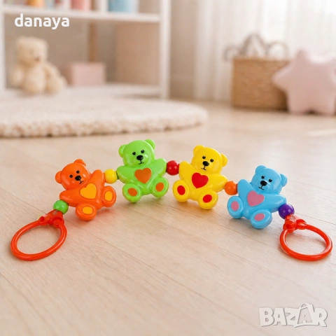 6638 Дрънкалка за бебешка количка с 4 мечета, снимка 4 - Дрънкалки и чесалки - 54351439
