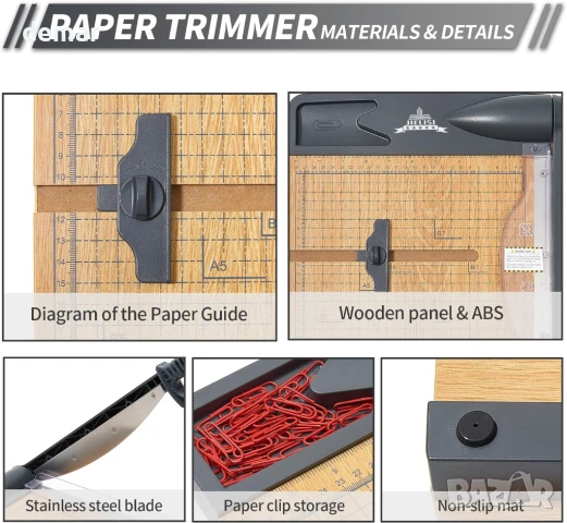 Ръчен нож за хартия JIELISI, до 32 листа, дължина на рязане 30 см, формат A4, снимка 6 - Други стоки за дома - 51193810