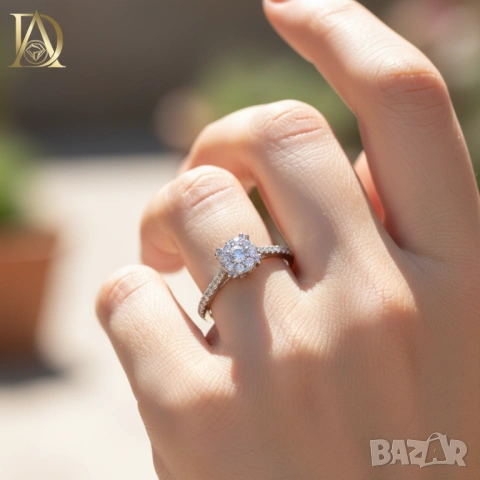 Нов Златен Пръстен с 0.55кт Естествени Диаманти, снимка 3 - Пръстени - 43060563