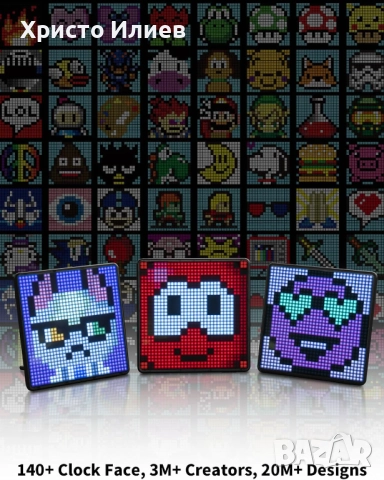 Дигитална цифрова фоторамка Divoom Pixoo 32x32 арт LED дисплей за декорация, снимка 8 - Други стоки за дома - 52468656