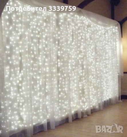 Коледна завеса от лампички / Цветове - Студено бяло, топло бяло, шарено. / 320лед светлини, снимка 7 - Други - 52150182