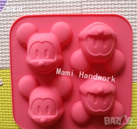 4 Мики Маус силиконов молд форма мъфини кексчета фондан шоколад гипс 