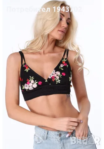 Дамски къс топ в черен цвят ZZ352, снимка 4 - Корсети, бюстиета, топове - 48119137