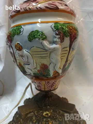 Антикварна висока настолна лампа Capodimonte, снимка 8 - Антикварни и старинни предмети - 49646525