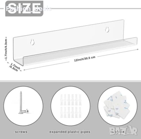 Нов акрилен винилов рафт за плочи прозрачен плаващ за стена съхранение, снимка 2 - Други стоки за дома - 40741417