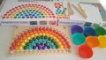 Rainbow wooden clip beads мултифункционална игра с мъфини, топчета и шаблони от дърво , снимка 4