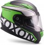 Спортна каска за мотор Soxon ST-1000 с пълно лице, интегриран сенник XS(53-54см), зелена, снимка 5