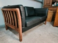 Датски винтидж диван двойка от естествена кожа , снимка 2