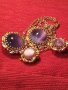 ПОЗЛАТЕНИ КОЛИЕ ОБЕЦИ БРОШКА БРОНЗ с ЮВЕЛИРНО ШЛИФОВАНО КОТЕШКО ОКО АРТ ДЕКО ПРЕКРАСНИ БИЖУТА 27967, снимка 2