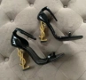 Сандали на ток черен лак YSL-JM154, снимка 1