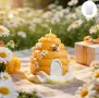 3D пчелна пита пчеличка маргаритки силиконов молд форма свещи гипс сапун смола фондан декорация , снимка 1