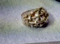 СТАР АЖУРЕН СРЕБЪРЕН ПРЪСТЕН СРЕБРО ВИСОКА ПРОБА с ИНИЦИАЛИ на МАЙСТОРА БП РЪЧНА РЕТРО РАБОТА 49966, снимка 4