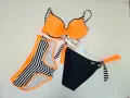  Дамски бански от 3 части в оранжево, бяло и черно Marko - L, снимка 4