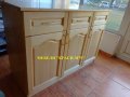 Шкаф 123 см. с 3 чекмеджета и 3 врати-масив в естествен цвят! Наличен!, снимка 3