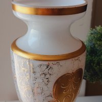 Изящна двуцветна ваза с 24 каратово злато.Vases for flowers Bohemia, снимка 6 - Вази - 40838253