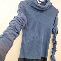 Блуза в синьо. Нова.Вискоза, памук материя, снимка 2 - Блузи с дълъг ръкав и пуловери - 42160963