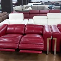 Червен комплект двойка и фотьойл с електрически релакс механизъм, снимка 6 - Дивани и мека мебел - 40283151