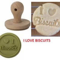 I LOVE BISCUITS  силиконов печат отпечатък надпис за украса на сладки бисквитки тесто фондан , снимка 1 - Форми - 38552929