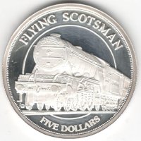 Turks and Caicos-5 Dollars-1996-KM# 147-The Flying Scotsman, снимка 1 - Нумизматика и бонистика - 42851826
