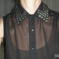 Блуза тип Риза прозрачна без ръкав, снимка 1 - Ризи - 32018834