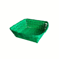4556 Квадратен плетен панер в зелено, 26 см, снимка 5 - Аксесоари за кухня - 44528654