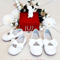 №19-№26, Бели официални обувки за момиче - Балеринки с бяла панделка BUBBLE KIDS, снимка 2 - Бебешки обувки - 36952654