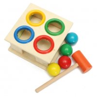 3568 Дървена играчка с топчета и чукче, снимка 2 - Образователни игри - 37816918