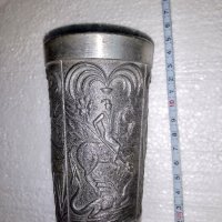 Релефна Чаша,бокал -калаено-сребърна сплав, снимка 2 - Други ценни предмети - 39284673