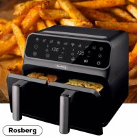 Фритюрник AirFryer Rosberg Premium RP51980N, 1700W, 2съда x 4л., Горещ въздух, Таймер, до 200°C, Чер, снимка 3 - Фритюрници - 44209061