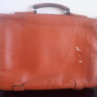Стара оранжева кожена офис чанта, снимка 2 - Чанти - 36699244
