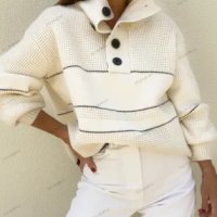 Дамски широк пуловер на райета - 023 , снимка 1 - Блузи с дълъг ръкав и пуловери - 42263424