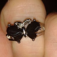 Ексклузивен пръстен-пеперуда с черен сапфир, снимка 7 - Пръстени - 39815754