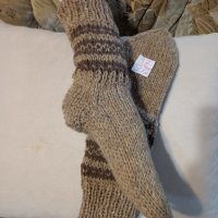 Ръчно плетени мъжки чорапи от вълна, размер 37, снимка 1 - Якета - 42265999