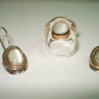 Сребърен комплект с камък котешко око, снимка 4 - Бижутерийни комплекти - 42407875