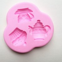 Мъфин кексче чайник чаша силиконов молд форма фондан шоколад смола гипс украса декор , снимка 1 - Форми - 31583283