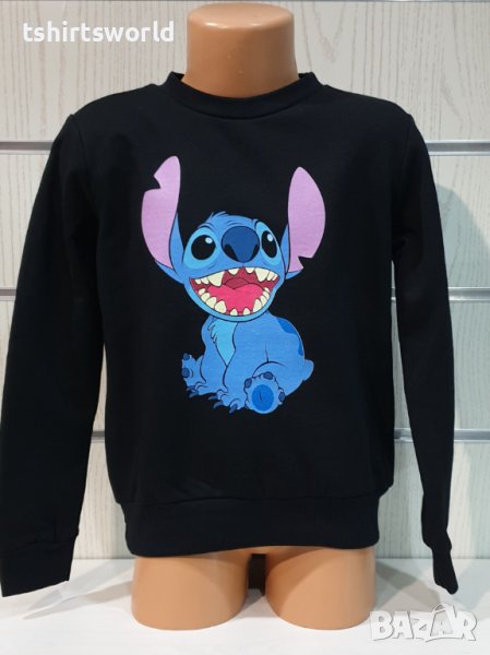 Нова детска ватирана блуза с дълъг ръкав Стич (Stitch) в черен цвят, снимка 1