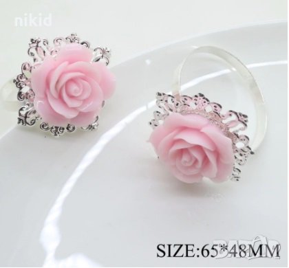 Розова роза пръстен халка декорация за трапезата на салфетки и кърпи, снимка 1