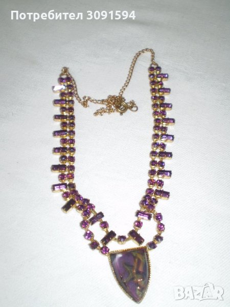 Старо колие огърлица чешки лилав кристал, снимка 1