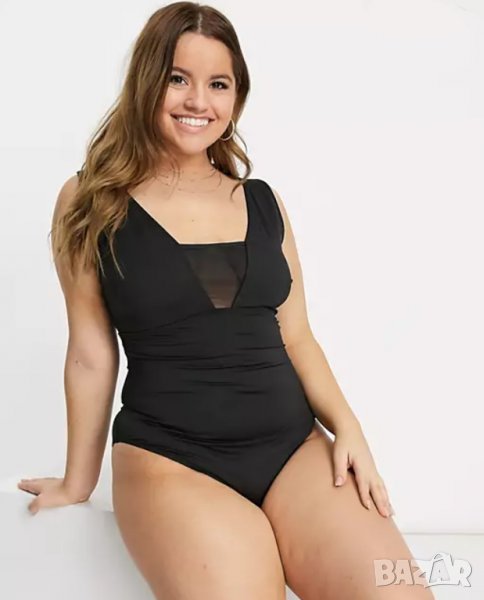 Asos UK 16 DD/E,44 E,F- Цял бански костюм с декорация от тюл, снимка 1