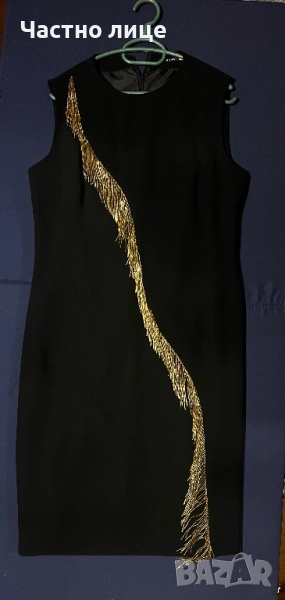 Дамска черна рокля със златисто, снимка 1