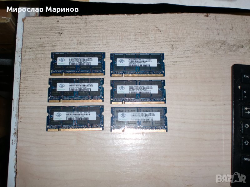 98.Ram за лаптоп DDR2 800 MHz, PC2-6400,2Gb, NANYA.НОВ.Кит 6 Броя, снимка 1