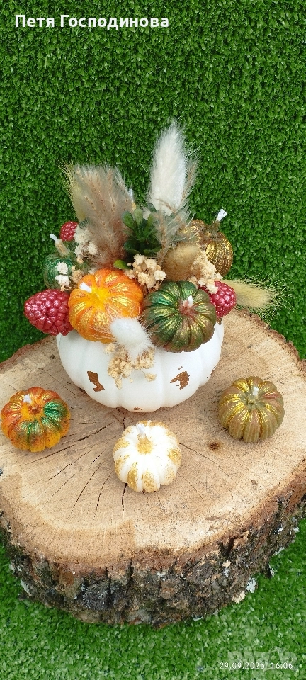 Керамична тиква -букет от соев восък , снимка 1