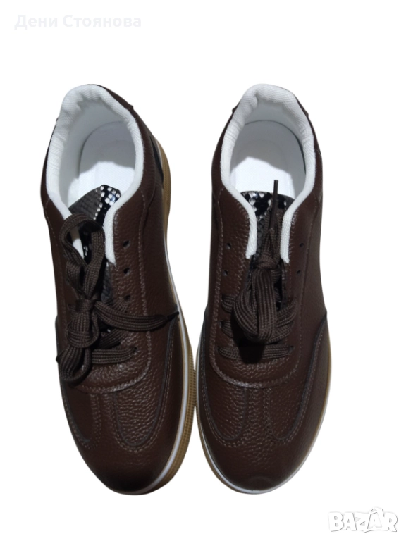 Нови и стилни тъмно-кафяви маратонки , снимка 1